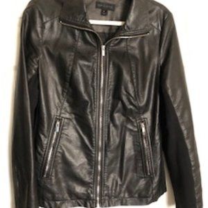 Faux Black Leather Ladies Short Jacket-Large
